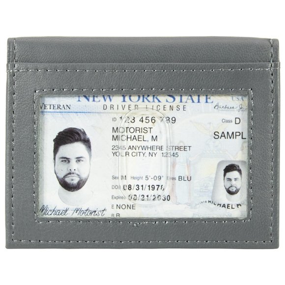 Genuine Leather Credit Crad Case Men Slim Wallet Gray Mini Bifold ID Gift - Picture 3 of 14